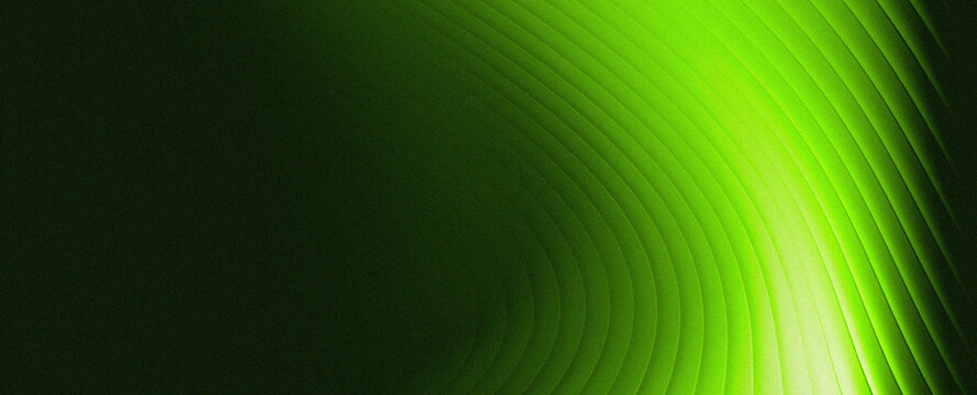 Abstract Neon Green Concentric Light Wave, Dark Futuristic Digital Background