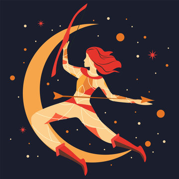 Sagittarius zodiac sign, colorful illustration