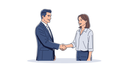 Fototapeta premium Business professionals shaking hands in agreement and partnership illustration