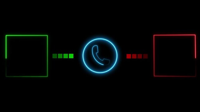 Abstract communication concept vectors link telephone animations inside a dark layout. Corporate helpline tutorials benefit from this clean chart. Communication concept loops.