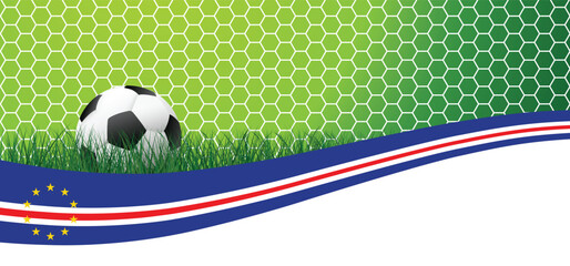 Flag of Cape Verde. Cape verde islands, off the west coast of Africa in the Atlantic Ocean. No stress. Football, ball in goal. Soccer, football cup. World, wk, ek sport concept © MarkRademaker