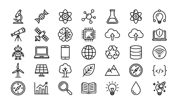 Science Innovation Monochrome Vector Icon Pack