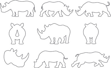 Outline Rhino vector set in multiple styles © Muhammad