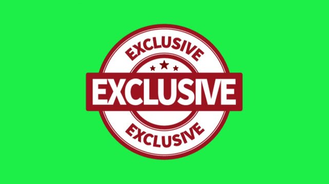 red exclusive stamp badge label text vector illustration on green screen background for chroma key video editing