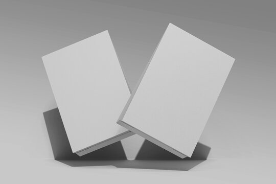 floating white blank 4x6 inch vertical paper table tent menu card studio lighting realistic mockup 3d render front view