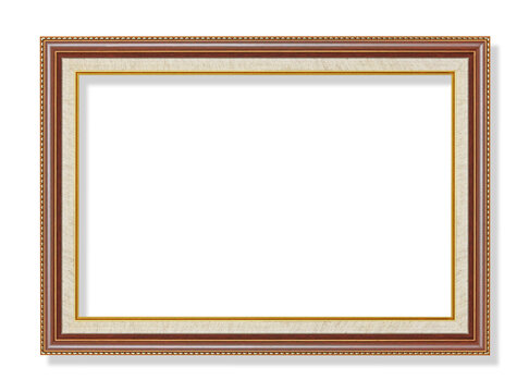 The antique wooden frame isolated on white background