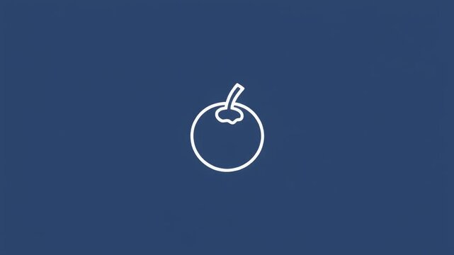 White fruit icon outline on solid blue background