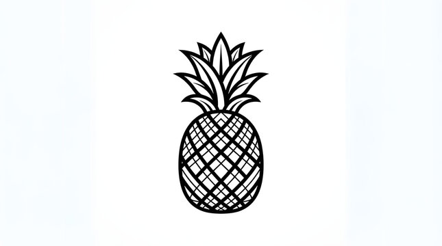 Minimalist line art illustration of a whole pineapple vector icon