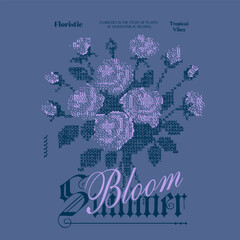 Obraz premium Summer Bloom inspirational motivational cute quote. vintage Vector illustration design for fashion, graphic, print, slogan tee, t shirt, poster, sticker. 