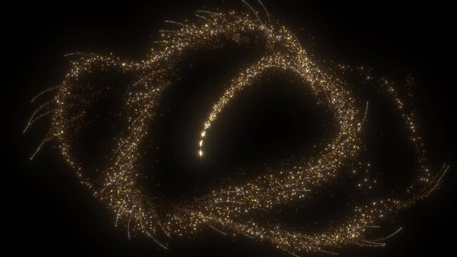 4K Golden Particle Trail with Glowing Sparkles and Glitter Dust. Abstract Motion Graphics Background Video, 2160p