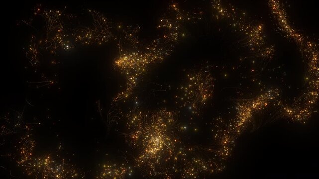 4K Golden Particle Trail with Glowing Sparkles and Glitter Dust. Abstract Motion Graphics Background Video, 2160p