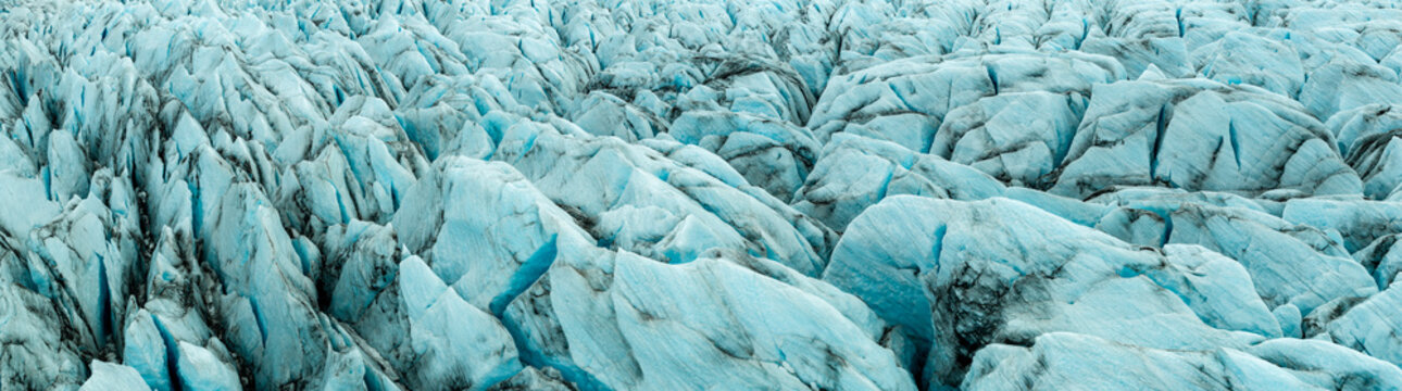 Aerial View of Massive Iceland Glacier and Glacial Lagoon