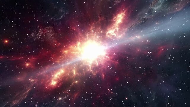 A powerful and spectacular supernova explosion expanding in deep space.