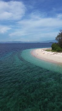 Aerial View of Tropical Island Beach and Ocean