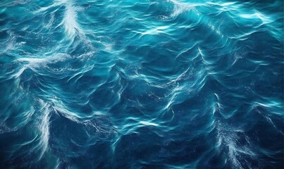 Fototapeta premium Deep blue ocean waves from above, tranquil water surface texture.