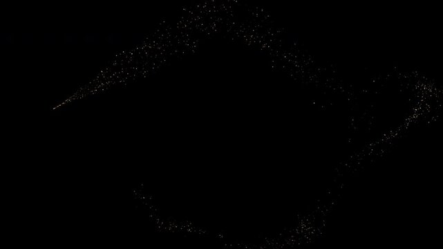 4K Flight of silver bokeh particles. Light magic sparkling glitter white. On black background. sparkles crossing particles dust silver shining. Christmas, event, year new, anniversary, birthday.