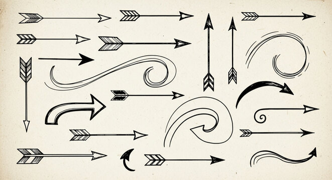 Hand Drawn Arrows Collection: Vintage Style Illustrated Directional Symbols