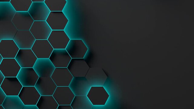Graphene hexagon Engineering background stepped loop Dark Blue. Great backgound to communicate info about nano tech.