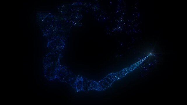 4K Blue Particle Trail Abstract Background. Glowing Light Sweep, Sparkling Energy Flow, Motion Graphics Overlay, Logo Reveal Animation, 60 FPS, 2160p