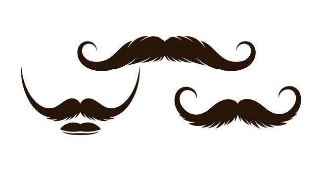 Set of Three Stylized Retro Moustache Icons