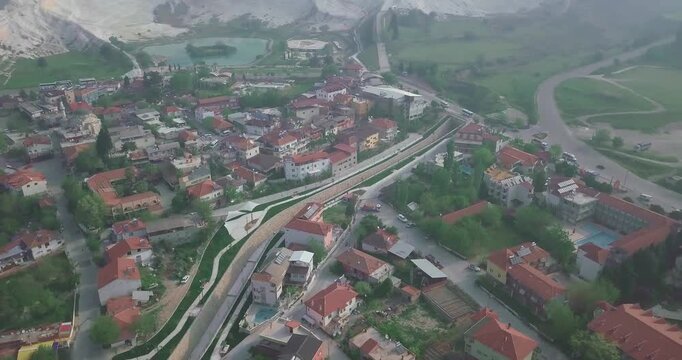 Overhead View of Turkish Countryside Town