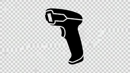 POS barcode scanner device vector icon, black handheld retail code reader silhouette, isolated object © Sinner