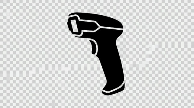 POS barcode scanner device vector icon, black handheld retail code reader silhouette, isolated object