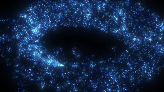 4K Blue Particle Trail Abstract Background. Glowing Light Sweep, Sparkling Energy Flow, Motion Graphics Overlay, Logo Reveal Animation, 60 FPS, 2160p