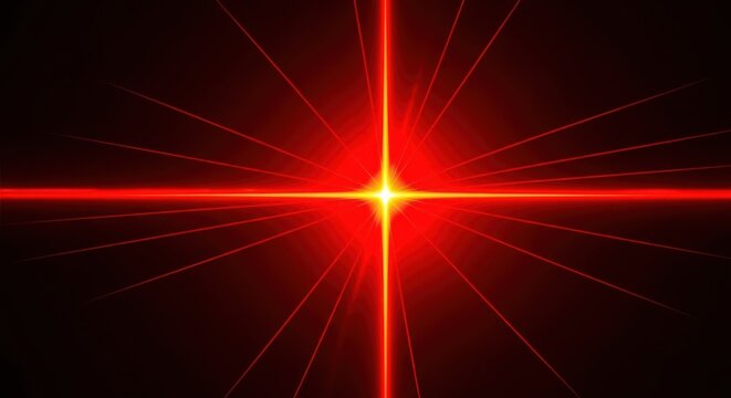 Vibrant red starburst light effect with radial streaks on dark background