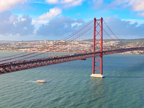 25 April Bridge  river  Lisbon