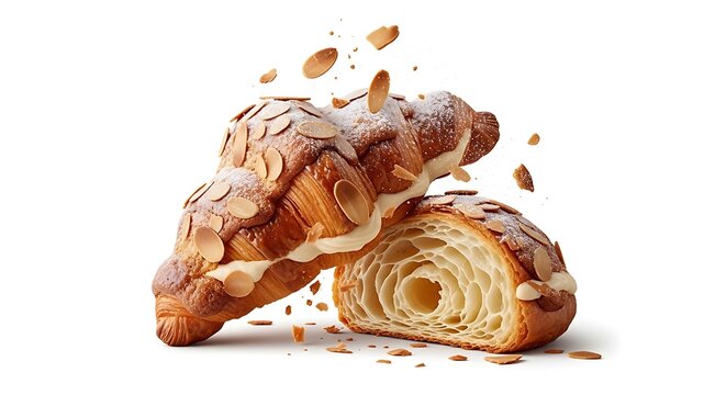 Sliced Shell Shaped Bread Isolated on White Background Fresh Bakery Pastry Artisan Baked Food Concept