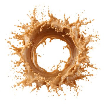caramel splash circular burst isolated on white background jpg