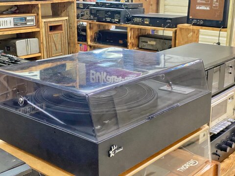 JAKARTA, INDONESIA - JULY 17, 2026: A vintage Sansui turntable record player on display at a retro audio shop in Blok M, South Jakarta.