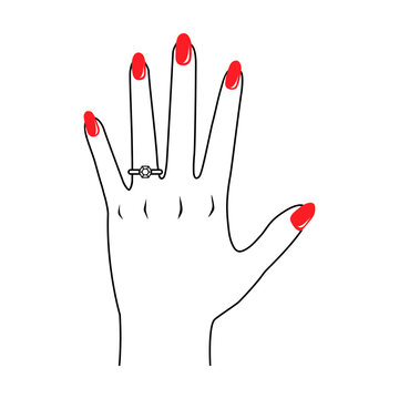 Wedding diamond ring finger svg cut file. Isolated vector illustration.