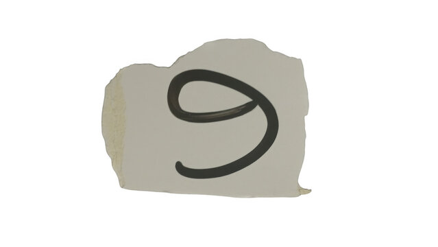 Handwritten number nine in gray ink