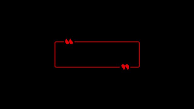 Red glowing rectangular quote box frame on black a simple and sharp frame