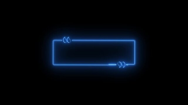 Electric blue neon quote text box frame on black background a striking glowing