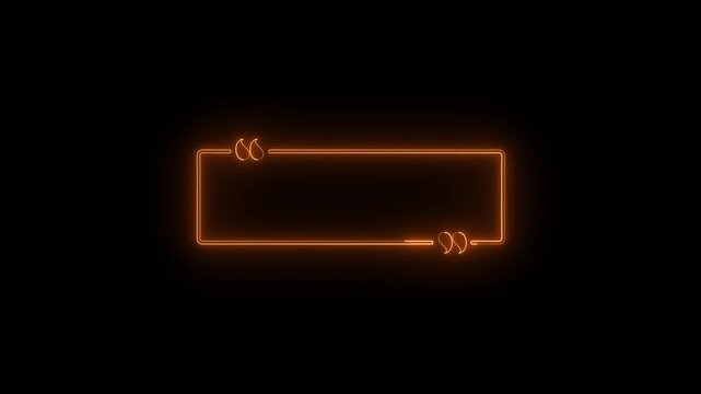 Bright orange neon quote text box frame on black background a warm glowing