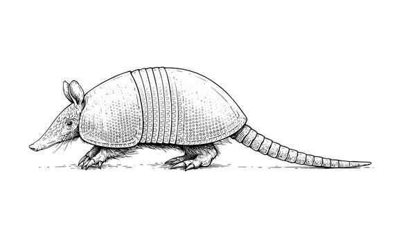 Detailed armadillo line art drawing high resolution picture