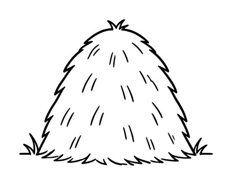 Hand-drawn haystack vector icon with minimalist line art style. Scalable illustration of straw pile for agricultural and farming design projects.