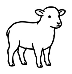 Cute lamb vector icon with minimalist line art design. Hand-drawn illustration of woolly sheep standing in profile, perfect for scalable graphic resources and farm animal symbols. © MAJID