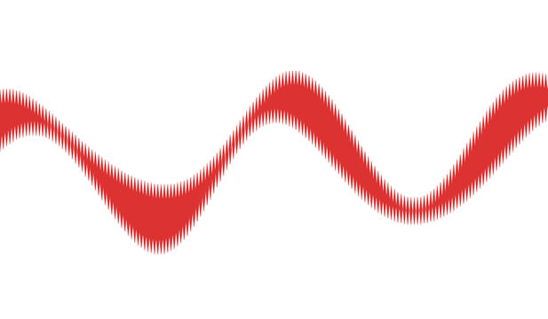 Red wavy line with halftone dots on transparent background wave lines waveform undulation ripple sinusoid