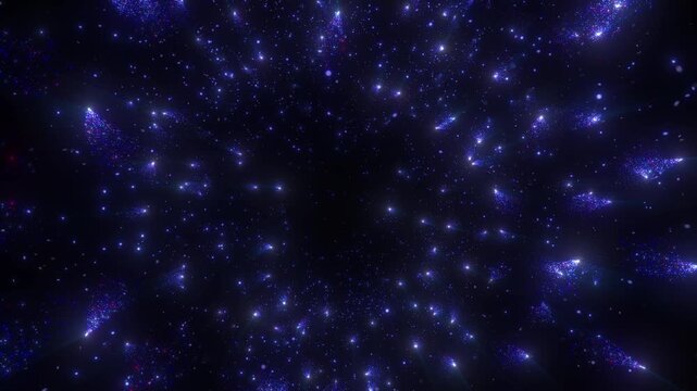 4K Purple Galaxy Particle Background. Cosmic Dust, Space Stars, Glowing Sparkles, Abstract Motion Graphics Overlay, Ambient Animation, 60 FPS, 2160p