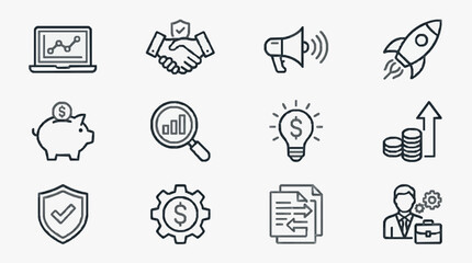 Fototapeta premium Professional Business and Career Icons Set.