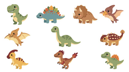 Collection of cartoon dinosaurs isolated on white © KingShawn