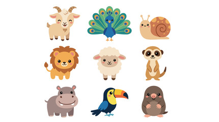 Fototapeta premium Collection of cute cartoon animals