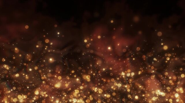 4K Golden Particle Burst with Glowing Sparkles and Light Rays. Abstract Motion Graphics Background Video, 2160p