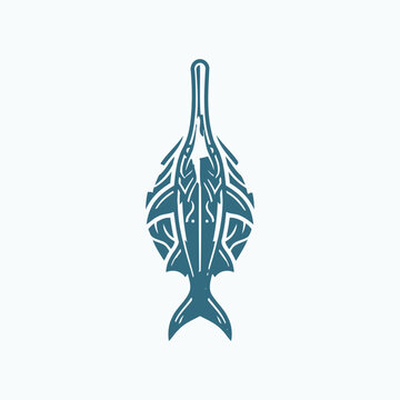 Geometric swordfish tribal style logo vector illustration.