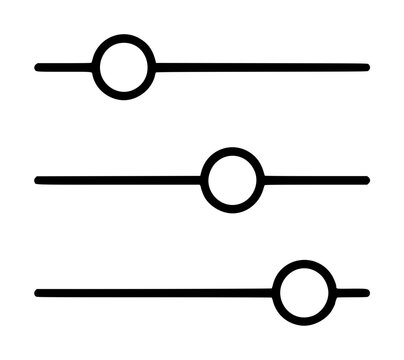Photo Editing Sliders Vector Icon - Hand-Drawn Line Illustration for Digital Image Adjustment and Control Interface