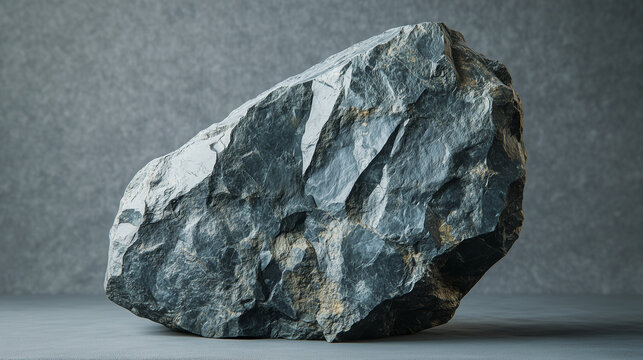 Rough diorite rock isolated on grey, mineral texture and geological study concept.
